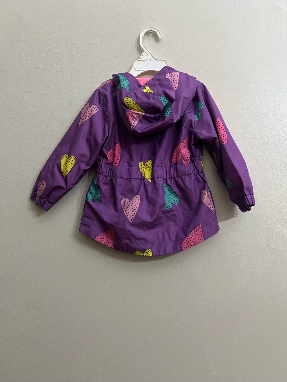 Cat & Jack Purple Heart-Print Hooded Raincoat